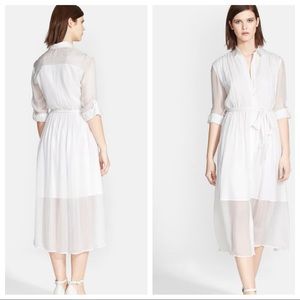 Alice + Olivia Maia Belted Voile Shirtdress, Ivory